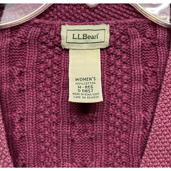 Vintage L.L.Bean Cardigan Sweater Womens Medium Pink Cable Knit Button Pockets - Picture 6 of 13